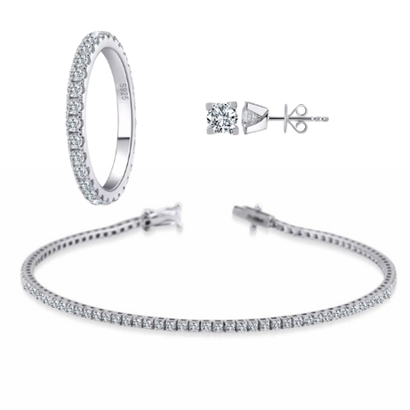 Tamtur Yüzük + Su Yolu Bileklik + Küpe Set 925 ayar Gümüş