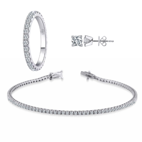 Tamtur Yüzük + Su Yolu Bileklik + Küpe Set 925 ayar Gümüş