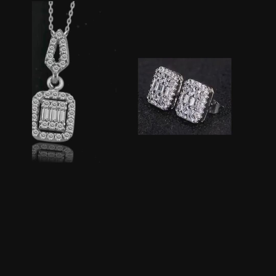 Baget Kolye + Bileklik + Küpe Set 925 Ayar Gümüş